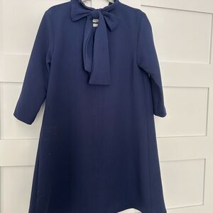 Elegant Navy Blue Dress with Bow